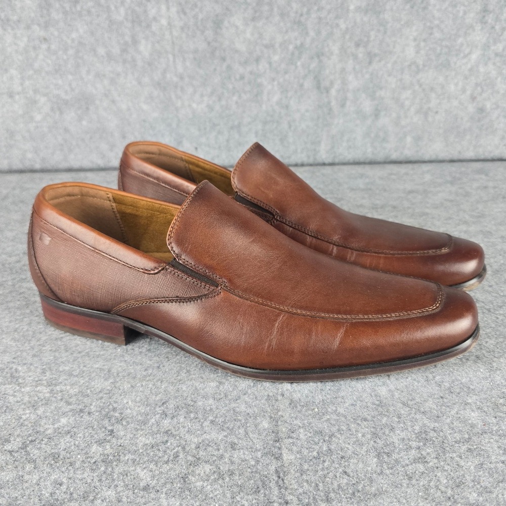 Florsheim Loafers Mens 12D Brown Leather Slip On 11928-221 Flexsole Dress Shoes